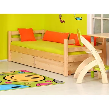 Postel DOMESTAV s.r.o. Jednolůžko se zábranou 90x200-BUK CINK B4 Materiál: Buk cink, Povrchová úprava: Přírodní provedení