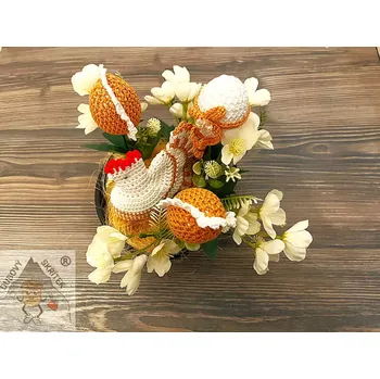 Velikonoční dekorace Dubový skřítek Velikonoční miska se slepičkou bílá