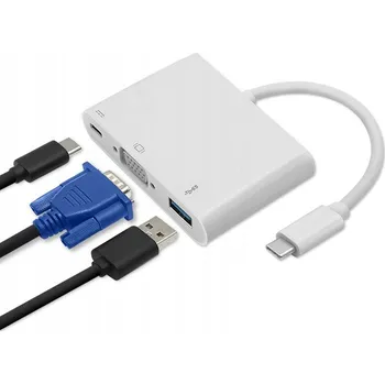 USB hub USB-C 3.1 Hub Adaptér 3v1: USB 3.0, VGA, USB-C 3.1 PD