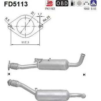 Filtr pevných částic Filtr sazových částic, výfukový systém AS FD5113