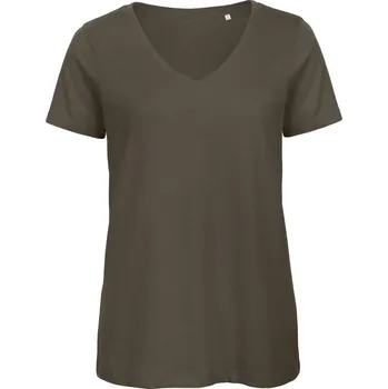 pracovní tričko B&C Tričko Inspire V T s výstřihem do V, krátký rukáv, dámské COT01TW4555501-khaki S Khaki
