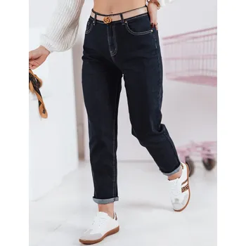 Dámské oblečení Tmavě modré džíny mom s vysokým pasem STRAIGHTY UY2390 Velikost: XS