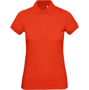 B&C Polokošile Inspire Polo, z bio bavlny, krátký rukáv, dámská COT010440u3504-fire red XL Červená ohnivá