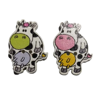 Knoflík Knoflík dřevěný kravička, Barva: Růžová