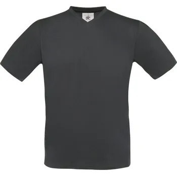 Pracovní oblečení B&C Tričko Exact V-Neck, s výstřihem do V, krátký rukáv COT01000667001-dark grey S Šedá tmavá