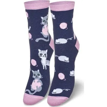 Dámské ponožky Milena ponožky dámské 0200.139 kočka klubíčko - tm. modrá, 37-41