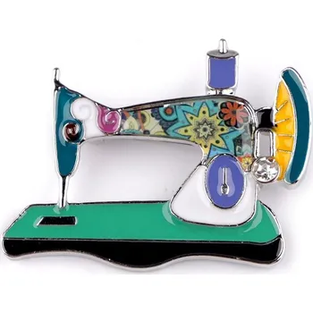 Brož Kovová brož šicí stroj - 2 zelená
