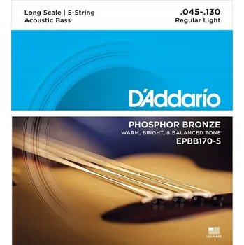 Struna pro kytaru a smyčcový nástroj Struny d'addario Phosphor EPBB170-5 (45-130) pro 5strunnou baskytaru