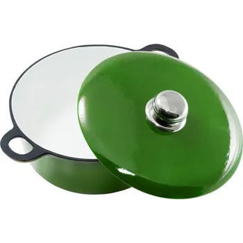 Hrnec Český smalt Gourmetina Eduard litinový hrnec s víkem listově zelený 25 cm