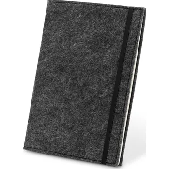 Zápisník BALDWIN. Poznámkový blok A5 s recyklovaným plstěným obalem (100% rPET) a linkovanými stránkami ze 100% recyklovaného papíru - Tmavě šedá