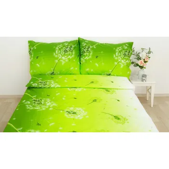 Povlečení Tegatex Povlečení krep - pampelišky zelené 70*90 cm, 140*200 cm