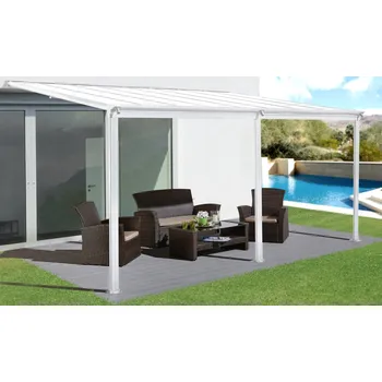 Zahradní stavba hliníková pergola LANITPLAST WALL 43 FSX bílá + čirý PC LG4315