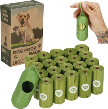 sáček na exkrement Sáčky na psí exkrementy eko + zásobník SPRINGOS PA1070 zelené sada 300ks