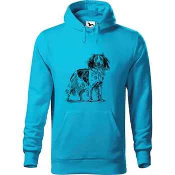 Dámská mikina Mikina - Holandský kachní pes Kooikerhondje Barva: Modrá - tyrkysová (44), Velikost: S, Střih: Pánské