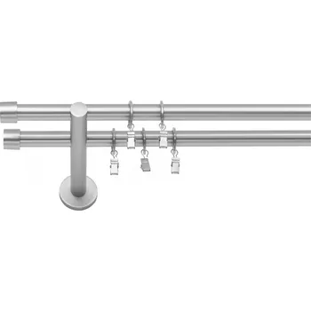 Dvouřadá moderní garnýž Luna 19 mm matný chrom 140 cm