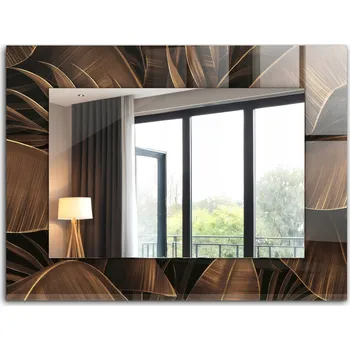 Zrcadlo Krásné moderní zrcadlo s ozdobným rámem dekorace loft 80x60 tropické listy