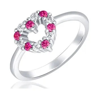 Prsten Stříbrný prsten se srdíčkem zdobeným zirkony STRP0464F