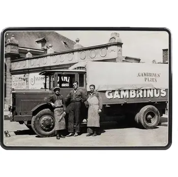 Plechová cedule Plechová cedule Gambrinus retro auto