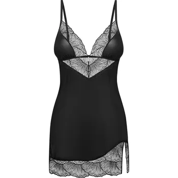 Dámská noční košile Černá noční košilka Obsessive Lobellis Chemise XS-2XL Velikost: M/L