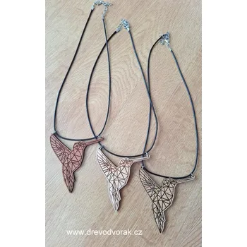 Náhrdelník Dřevěný náhrdelník KOLIBŘÍK Varianta: Ručně malovaná
