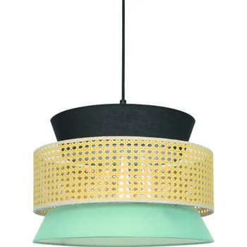 ACA Lighting závěsné svítidlo 1XE27 NISYROS černá textil+ratan D40XH150CM TF20841P