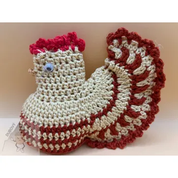 Velikonoční dekorace Dubový skřítek Háčkovaná velikonoční slepička na vajíčko žlutorezavá