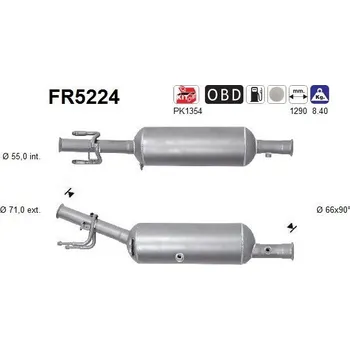 Filtr pevných částic Filtr sazových částic, výfukový systém AS FR5224