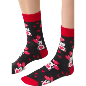 Dámské ponožky Steven ponožky valentýn 136 - vzor 123 - grafit, 35-37