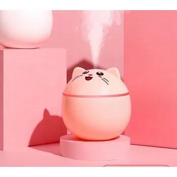 Stojací lampa NOČNÍ LAMPA a ZVLHČOVAČ Vzduchu KOČKA 2v1 Růžový kulatý PINK