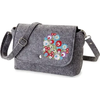 Wooline Kabelka filcová přes rameno, šedá, barevné srdce