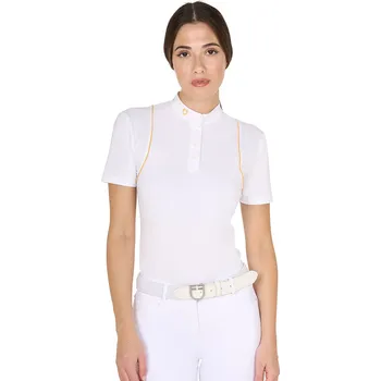 Dámské tričko EQUESTRO Triko závodní Polo Equestro, dámské, white/yellow L