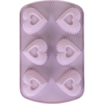 Keramický dřez La Cucina Silikonová forma na muffiny, liliová, 27 x 17 cm, srdičkový vzor