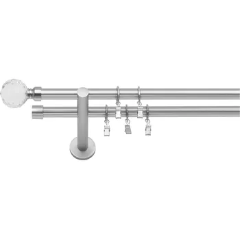 Garnýž Dvouřadá moderní garnýž Belluna 19 mm matný chrom 120 cm