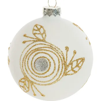 Vánoční ozdoba EUROFIRANY SKLENĚNÁ VÁNOČNÍ BAŇKA NA STROMEK SADA 4 KS (FI) 10 CM VZOROVANÁ 4 ks