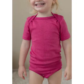 Kojenecké oblečení Dětské body z merino vlny a hedvábí Cosilana s krátkým rukávem růžové Velikost: 62/68