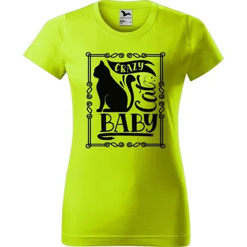 Dámské oblečení DOBRÝ TRIKO Dámské tričko s potiskem Cat baby Barva: Limetková, Velikost: S