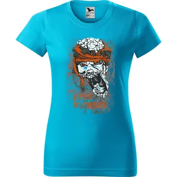 Dámské tričko DOBRÝ TRIKO Dámské tričko s potiskem Rest in pieces Barva: Tyrkysová, Velikost: XS