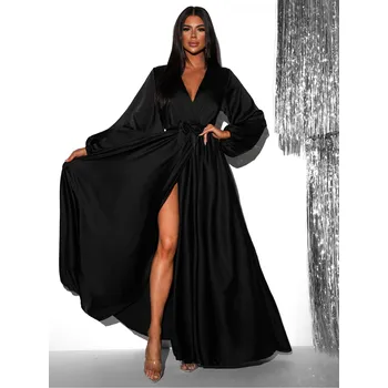 Dámské šaty Černé elegantní šaty WOMAN s dlouhým rukávem XL