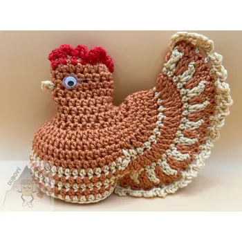 Velikonoční dekorace Dubový skřítek Háčkovaná velikonoční slepička na vajíčko hnědožlutá