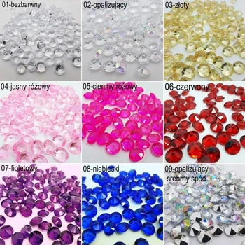 Vrták Konfety Diamantové Dekorace Stolu Akrylové Diamanty 100 kusů 10mm