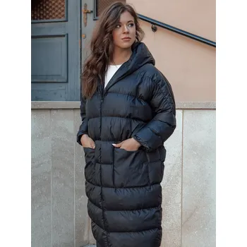 Dámský kabát Černý prošívaný dlouhý kabát ANNIKA TY4541 Velikost: ONE SIZE