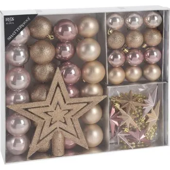 Vánoční dekorace Ozdoba vánoční (koule, špička, dekorace) sada 45díl. STŘ,ZLA,HN (VÝPRODEJ)