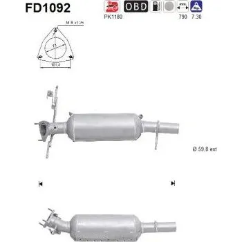 Filtr pevných částic Filtr sazových částic, výfukový systém AS FD1092