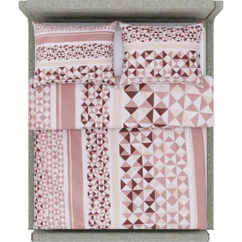 Povlečení Tegatex Povlečení bavlna - hnědo béžové trojúhelníky 70*90 cm, 140*200 cm