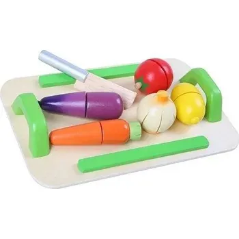 Dřevěná hračka Derrson dřevěné krájení zeleniny a ovoce s krájecím prkénkem