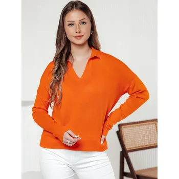 Dámské oblečení Oranžový dámský svetřík s límečkem VISTILLA MY2414 Velikost: ONE SIZE