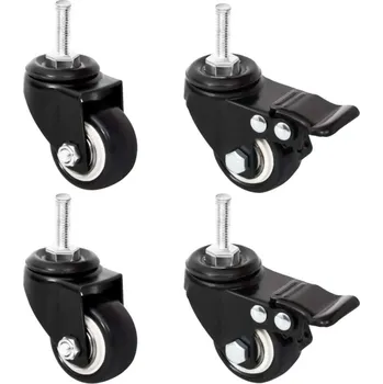 Zahrada vidaXL Kolečka na truhlík 4 ks černá 8 x 3,5 x 8 cm železo [364281]