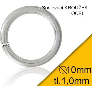 Materiál na výrobu šperku KROUŽEK spojovací-CHIRURGICKÁ OCEL 316L. Velikost venkovní pr.10,0mm tl.1,0mm.