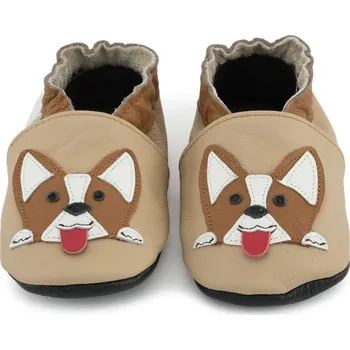 Capáčky EBOOBA Kožené capáčky s koženou podrážkou pejsek corgi 3-4 roky Hnědá 26