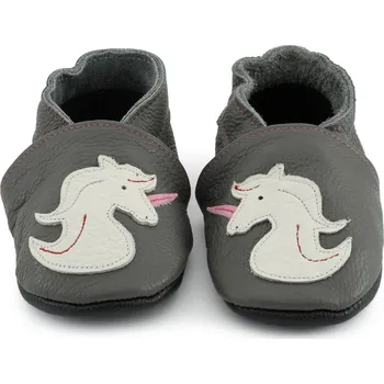 Capáčky EBOOBA Kožené capáčky s koženou podrážkou jednorožec 12-18 měsíců Šedá 22